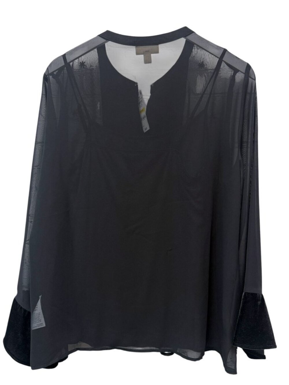 Style & Co Boho Blouse Size Medium Black Embroidered Chiffon Womens Top NWT - Picture 5 of 11